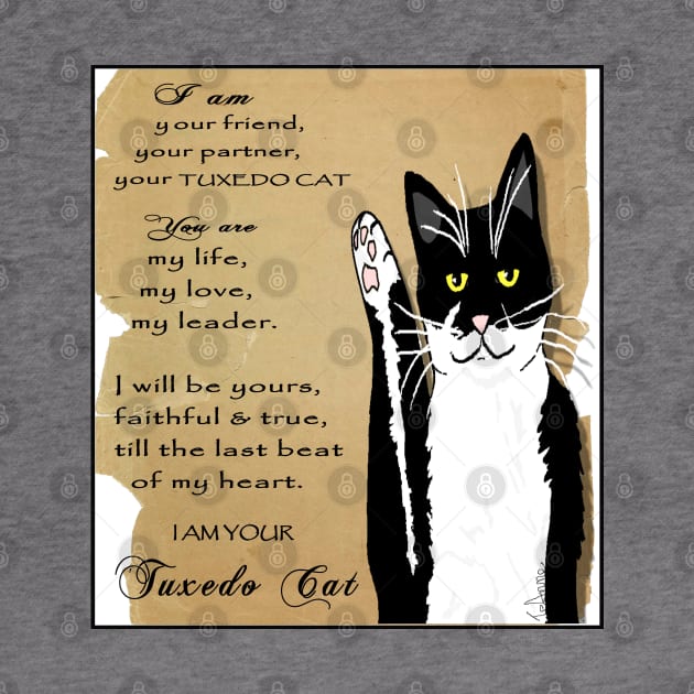 Cute Tuxedo Cat Poem Vintage  Copyright TeAnne by TeAnne